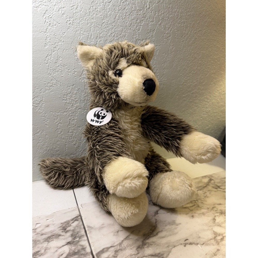 BAB Build a Bear WWF World Wildlife Fund Gray Timber Wolf Plush Stuffed Animal